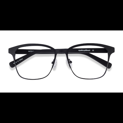 Unisex s square Matte Black Acetate, Metal Prescription eyeglasses - Eyebuydirect s Intense