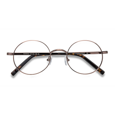 Unisex s round Brown Tortoise Metal Prescription eyeglasses - Eyebuydirect s Socrates