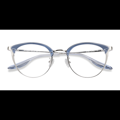 Female s round Blue Silver Acetate, Metal Prescription eyeglasses - Eyebuydirect s Bouquet