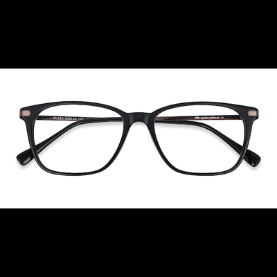 Unisex s rectangle Black Acetate, Metal Prescription eyeglasses - Eyebuydirect s Plaza