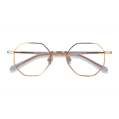 Unisex s geometric Gold Clear Metal Prescription eyeglasses - Eyebuydirect s Music