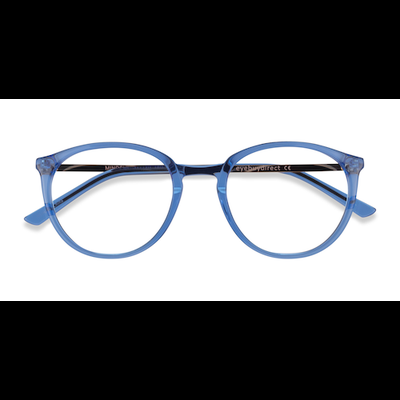 Unisex s round Clear Blue Gold Acetate,Metal Prescription eyeglasses - Eyebuydirect s Mindful