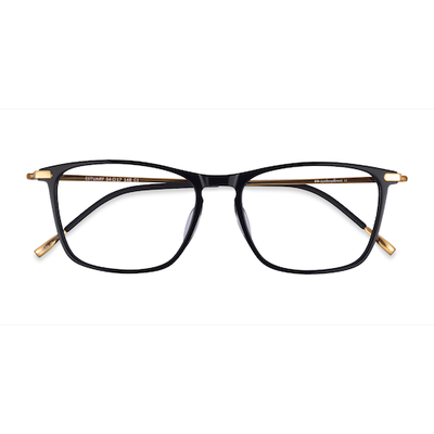 Unisex s rectangle Black Gold Acetate,Metal Prescription eyeglasses - Eyebuydirect s Estuary