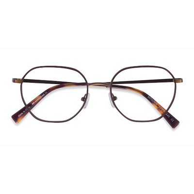 Unisex s geometric Brown Bronze Acetate,Metal Prescription eyeglasses - Eyebuydirect s Satsuma