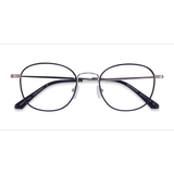 Unisex s round Black Silver Acetate,Metal Prescription eyeglasses - Eyebuydirect s Kogarashi