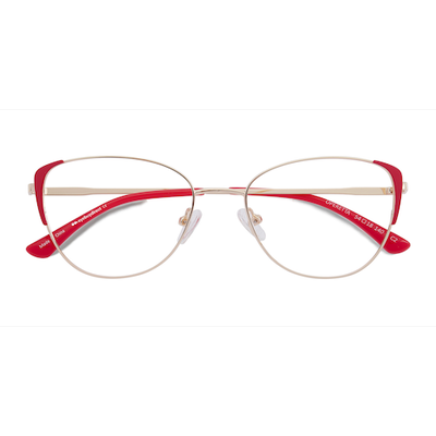 Female s horn Gold Burgundy Metal Prescription eyeglasses - Eyebuydirect s Operetta