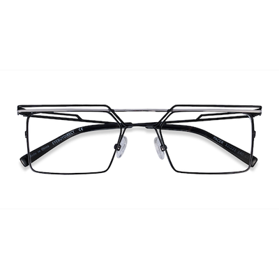 Male s rectangle Black Silver Metal Prescription eyeglasses - Eyebuydirect s Pacer