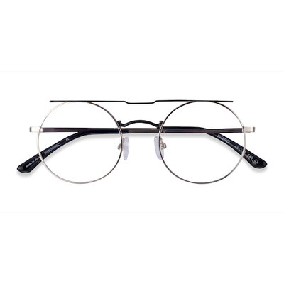 Female s round Silver Black Metal Prescription eyeglasses - Eyebuydirect s Essence