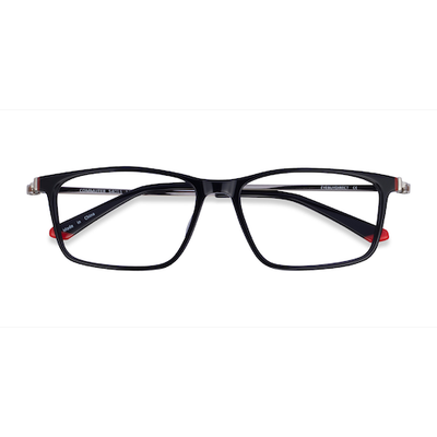 Unisex s rectangle Black Red Gold Acetate,Metal Prescription eyeglasses - Eyebuydirect s Commuter