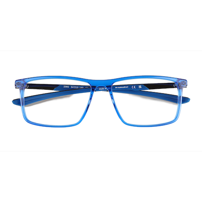 Unisex s rectangle Crystal Blue Acetate Prescription eyeglasses - Eyebuydirect s Zing