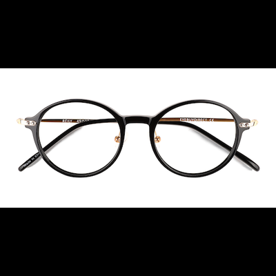 Unisex s round Black Gold Acetate,Metal Prescription eyeglasses - Eyebuydirect s Reily