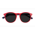 Unisex s round Red & Navy Acetate Prescription sunglasses - Eyebuydirect s Monument