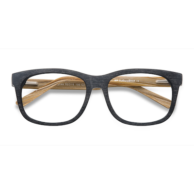 Unisex s rectangle Black Acetate Prescription eyeglasses - Eyebuydirect s White Pine