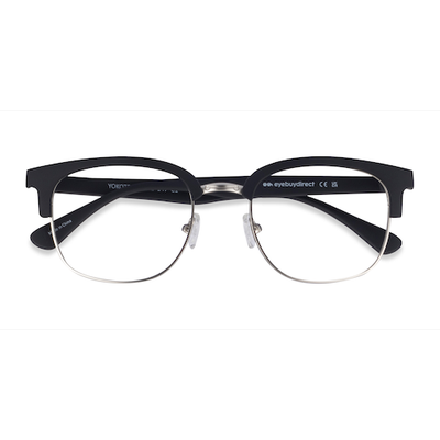 Unisex s browline Matte Black Plastic, Metal Prescription eyeglasses - Eyebuydirect s Yokote