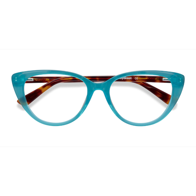 Female s horn Turquoise & Tortoise Acetate Prescription eyeglasses - Eyebuydirect s Anastasia