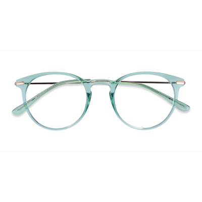 Female s round Clear Green & Rose Gold Plastic, Metal Prescription eyeglasses - Eyebuydirect s Particle