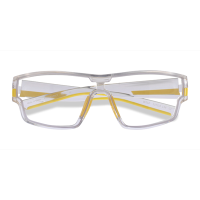 Unisex s rectangle Clear Yellow Plastic Prescription eyeglasses - Eyebuydirect s Weld