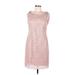 Connected Apparel Cocktail Dress - Party Boatneck Sleeveless: Pink Print Dresses - Women's Size 6