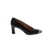 Stuart Weitzman Heels: Slip On Chunky Heel Classic Black Solid Shoes - Women's Size 7 1/2 - Almond Toe