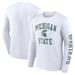 Men's Fanatics Branded White Michigan State Spartans Distressed Arch Over Logo Long Sleeve T-Shirt
