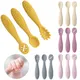 3PCS/set Baby Learning Spoons Utensils Newborn Feeding Spoon Set Toddler Cute Scoop Weaning Cutlery