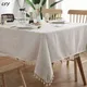 Cotton Linen with Tassel Rectangular Table Cloth Kitchen Table Map Towel Tablecloth for Wedding