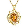 Real 18K Gold 2 Carats Topaz Pendant Women Luxury Yellow Gemstone 18 K Gold Necklace Crystal Jewelry