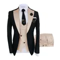 New Suit Men's 3 Piece Fit Costume Homme Shawl Lapel Blazer Tuxedo Popular Party Wedding