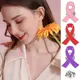 Breast Cancer Awareness enamel Lapel Pin Pink Ribbon Glitter Filled Women's Brooches Pins 3 Colors