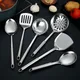 Modern Kitchen Stainless Steel Cooking Tool Set Frying Spatula Soup Spoon Long Handle BBQ Meat Fork