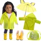 Doll Clothes Yellow Raincoat Backpack Umbrella For 18 Inch American Doll Girl's 43 Cm Reborn Baby