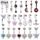 1Pcs Heart Belly Button Rings Pink 14G Women Fashion Belly Ring Dangle Cz Butterfly Punk Spider