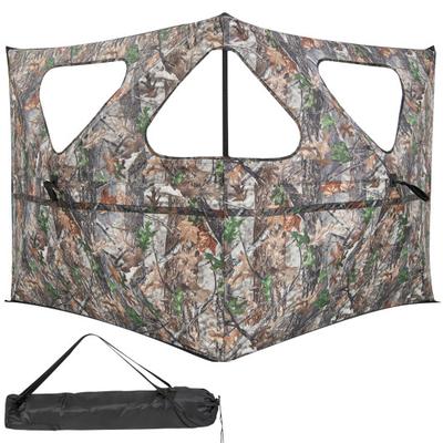 Costway 2-Panel Hunting Ground Blind Pop Up Fence with 3 Shoot Through Ports