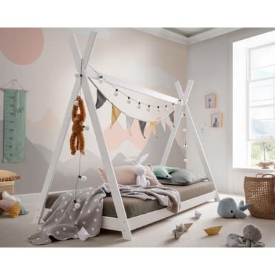 INFANSKIDS »Pinocchio« Tipi-Bett weiß Buche weiß lackiert / Stoffdach Rosa / Federrost Image
