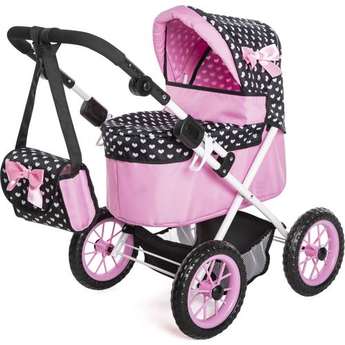 "Puppenwagen BAYER ""Trendy, pink/schwarz"" pink (pink, schwarz) Kinder Puppenwagen -trage mit Wickeltasche"
