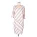 Just Fashion Now Casual Dress - Shift Scoop Neck 3/4 sleeves: Ivory Stripes Dresses - New - Women's Size Medium
