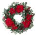 30 in. Lighted Christmas Wreath - Christmas Poinsettia - 30 Inch