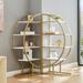 Modern Round Bookshelf 4 Tiers Home Office Open Bookshelf Gold Metal Frame Storage Plant Stand for Display Books Photos