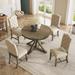 Natural Wood Wash Extendable Retro Style 5-Piece Dining Table Set with Upholstered Chairs, Family Friendly Functional Furniture