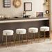 24" Tall, Set of 2 Round Bar Stools, Gold Metal legs Stool, Contemporary Upholstered Counter Chair for Dining Room