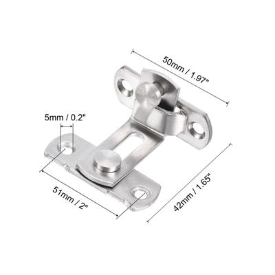 1.7" x 2" Door Latch, 2Pcs Right Angle Flip Gate Latch for Door, Silver