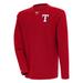 Men's Antigua Red Texas Rangers Flier Bunker Pullover Sweatshirt