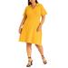 Plus Size Women's Mini Sweater Dress With Collar by ELOQUII in Lemon Curry (Size 14/16)