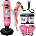 Pink Inflatable Punching Bag Combo Kit for Kids Complete with Boxing Gloves and a Pump. Boxing Bag for immediate Bounce Back for Practicing Mixed Martial Arts, Boxing, Taekwondo, Judo, Karate. (Pink)