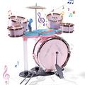 Jazz Drum Set for Kids - with Light Sound Microphone Compatible Musical Playset Educational Instrument Kit for,Percussion Kids Musical Instruments Kids Gifts Toy for Kids Toddler Boys Girls