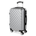 ITACA - Hard Shell Suitcase Set of 2-4 Double Wheel ABS Luggage Sets 3 Piece with TSA Combination Lock - Resistant and Lightweight Hard Suitcase Set in Small Cabin Size, Medium and Large, Silver