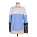 Sportmax Long Sleeve Top Blue Color Block Crew Neck Tops - Women's Size Medium