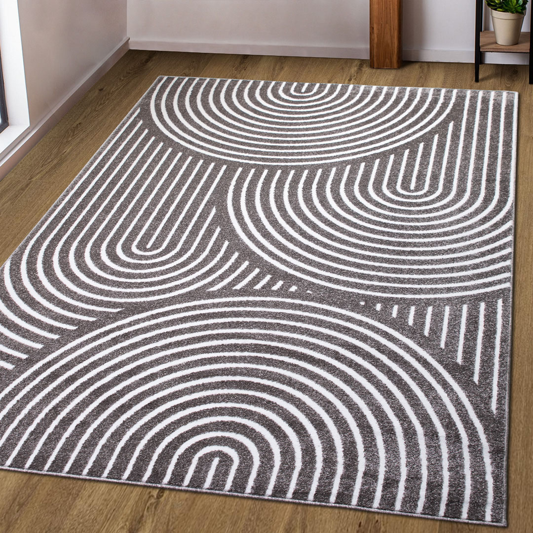 Teppich MY HOME "Fadel" Gr. 7, grau (taupe), B:240cm H:9mm L:320cm, Kunstfaser, Teppiche, 3D-Effekt, softer Kurzflor, pflegeleicht, leichter Glanz, Scandi-Look Image