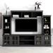 Modern Entertainment Wall Unit, TV Console Table for TVs Up to 70", Multifunctional TV Stand with Glass Doors and Shelves