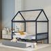 Modern &Comtemporary Style Solid Pine Wood Navy Low House Bed with Trundle Lower Bunk